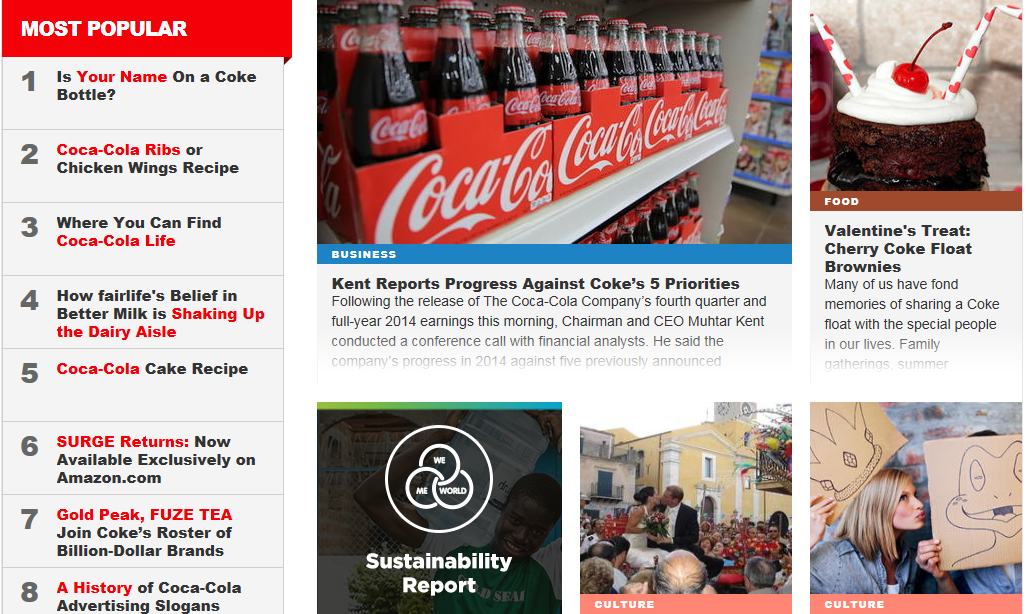 Coca Cola frontpage