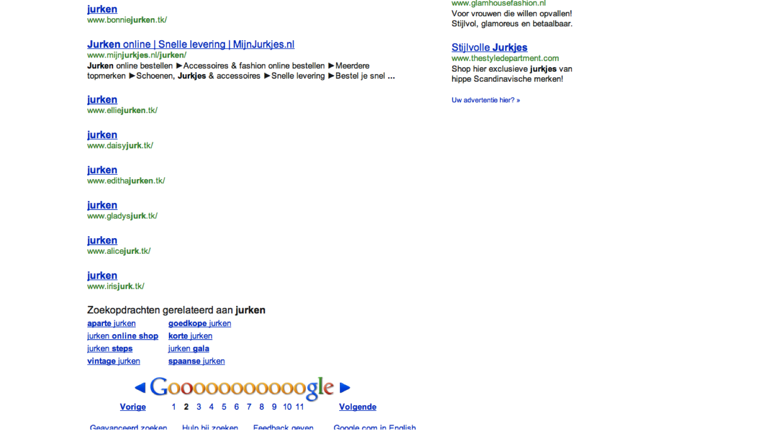 Afbeelding 4: duplicate content in de zoekresultaten (Google.nl, 2012)