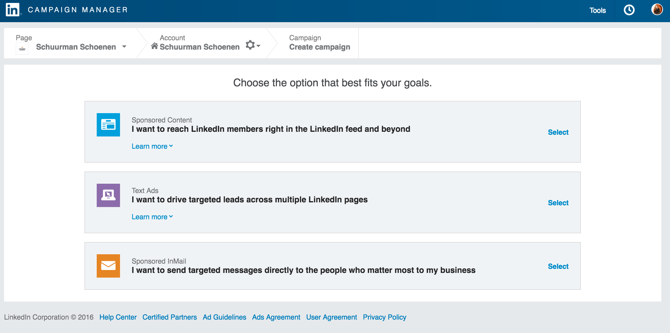 Advertentievormen Campaign Manager LinkedIn