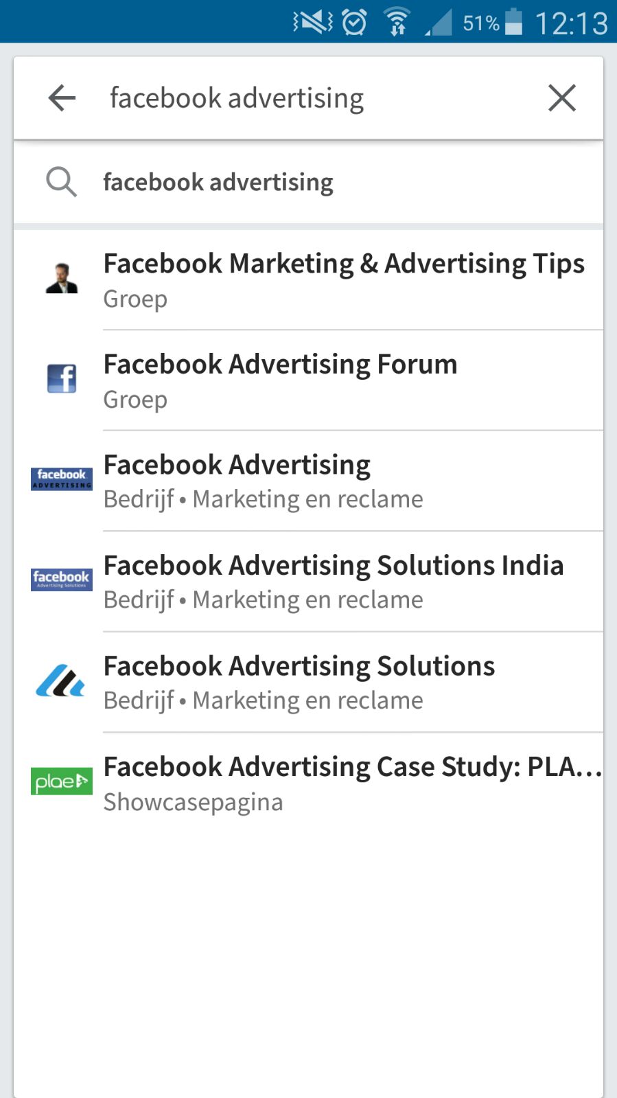 LinkedIn Zoekresultaten 'Facebook Advertising'