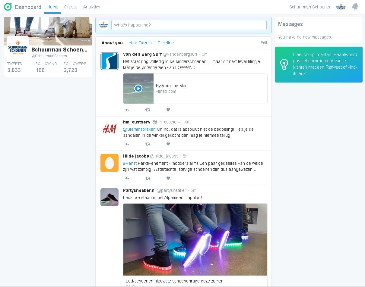 Screenshot Twitter Dashboard - Schuurman Schoenen