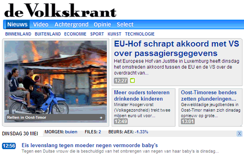 Website de Volkskrant in nieuw jasje