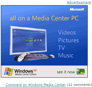 Focus Ads Windows Media Center