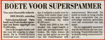 Gevonden in de Telegraaf van zaterdag 3 februari 2007
