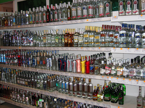 Wodka in een Oekrainse supermarkt