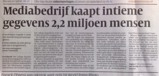 VK beschuldigt Advance van misbruik privegegevens 2,2 miljoen Nederlanders