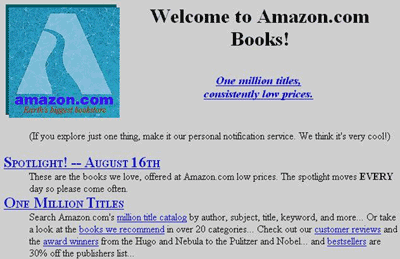 Originele homepage Amazon (1995)
