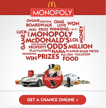 McDonalds biedt een eigen versie van Monopoly aan