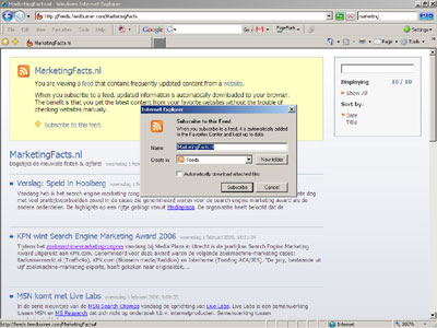 Internet Explorer 7 met RSS