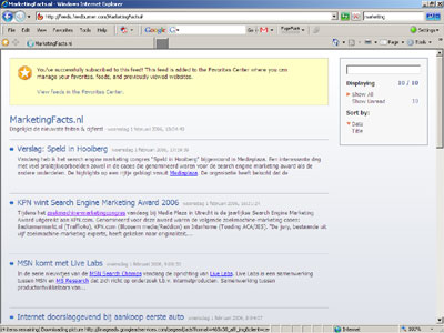 Internet Explorer 7 met RSS