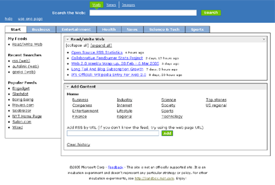Microsoft komt met webbased RSS-aggregator (screenshot)
