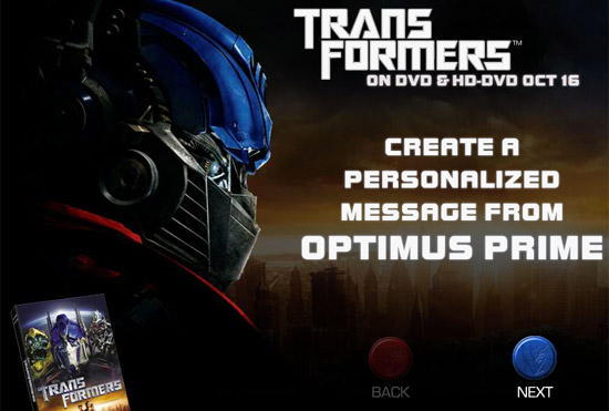 Optimus Prime Personalized Message