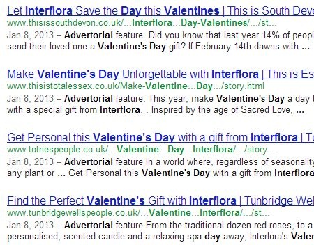 Interflora spam Valentijn 2013