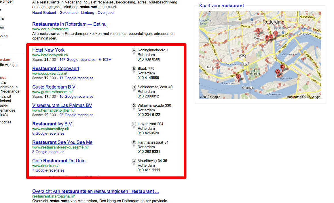 Afbeelding 1: voorbeeld van ‘Local Universal’ zoekresultaten